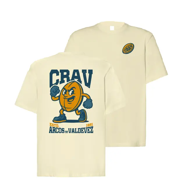 T-shirt real da coleção CRAV, frente e costas
